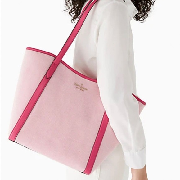 Authentic KATE SPADE Leather/canvas zip tote - Picture 9 of 15